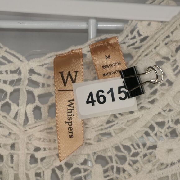 Whispers Sheer Blouse Medium Ivory Mesh Crochet Romantic Cropped Festival Boho - Picture 5 of 5